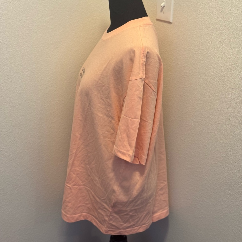 2 FOR $25 H&M Currently Unavailable Peach Loose Fit Shirt T Shirt Tee Size L NEW - Picture 2 of 7